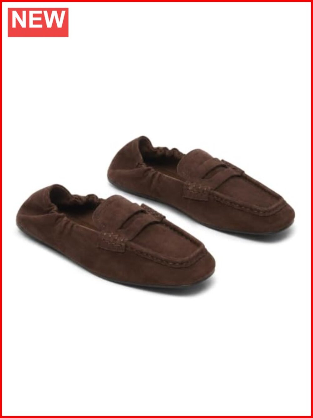 Women's Square Toe Penny Loafers Faux Suede Slip On Elastic Flats